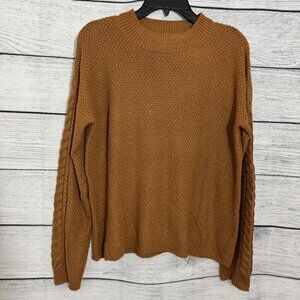 Pink Rose Cozy Cable Knit Sweater With Textured Pattern & Ribbed Trim Size XL